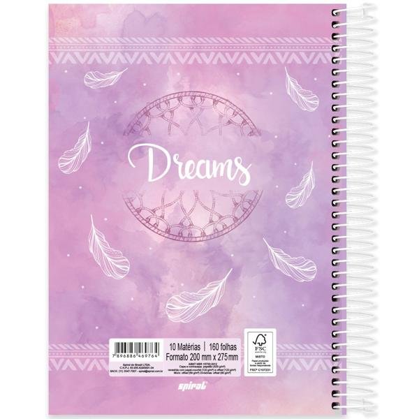 Caderno universitário capa dura, 10x1, 160 folhas, Dreams, 2369764, Spiral Dms - PT 1 UN