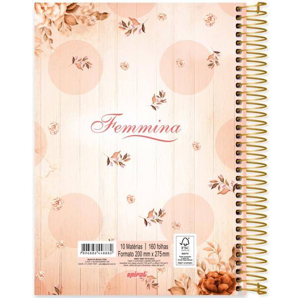 Caderno universitário capa dura, 10x1, 160 folhas, Femmina, 2348882, Spiral Fem - PT 1 UN