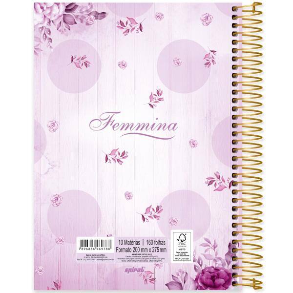 Caderno universitário capa dura, 10x1, 160 folhas, Femmina, 2369788, Spiral Fem - PT 1 UN