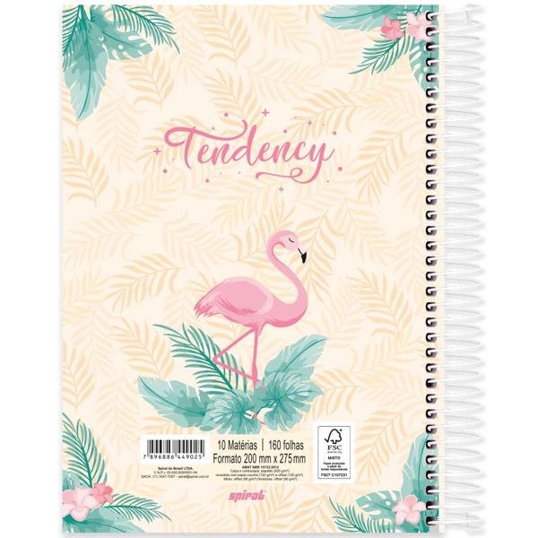 Caderno universitário capa dura, 10x1, 160 folhas, Flamingo, 2349025, Spiral Ten - PT 1 UN