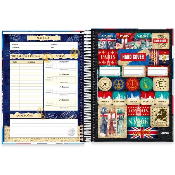 Caderno universitário capa dura, 10x1, 160 folhas, Hard Cover, 2348929, Spiral Har - PT 1 UN