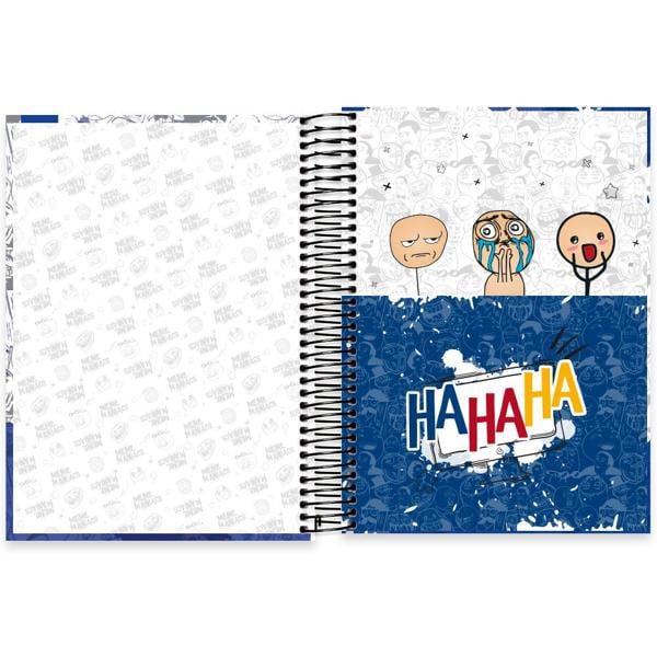 Caderno universitário capa dura, 10x1, 160 folhas, Meme Maniacs, 2348943, Spiral Mm - PT 1 UN