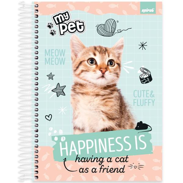 Caderno universitário capa dura, 10x1, 160 folhas, My Pet, 2348967, Spiral Pet - PT 1 UN