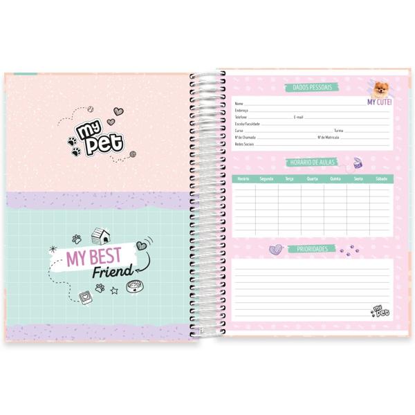 Caderno universitário capa dura, 10x1, 160 folhas, My Pet, 2348967, Spiral Pet - PT 1 UN