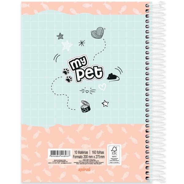 Caderno universitário capa dura, 10x1, 160 folhas, My Pet, 2348967, Spiral Pet - PT 1 UN