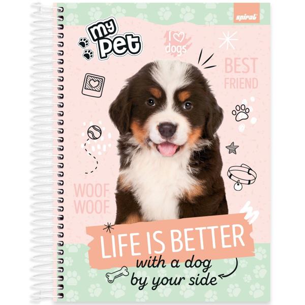 Caderno universitário capa dura, 10x1, 160 folhas, My Pet, 2348974, Spiral Pet - PT 1 UN