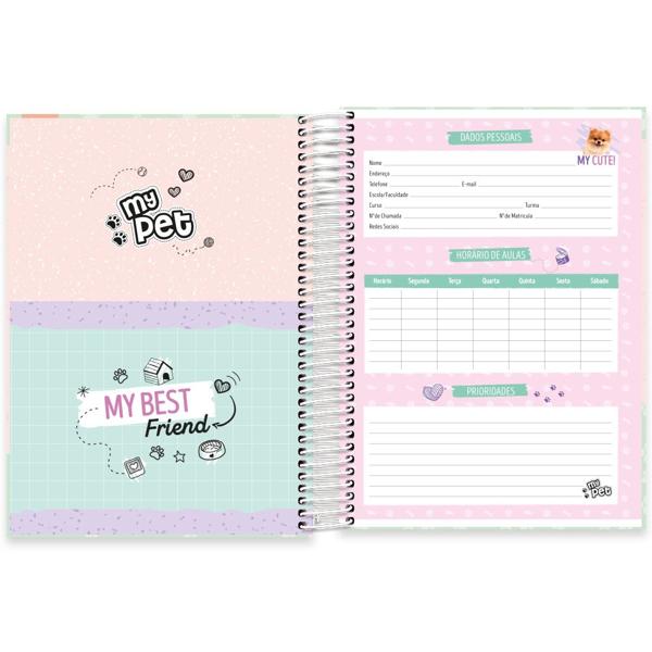 Caderno universitário capa dura, 10x1, 160 folhas, My Pet, 2348974, Spiral Pet - PT 1 UN