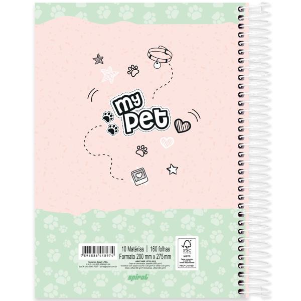 Caderno universitário capa dura, 10x1, 160 folhas, My Pet, 2348974, Spiral Pet - PT 1 UN