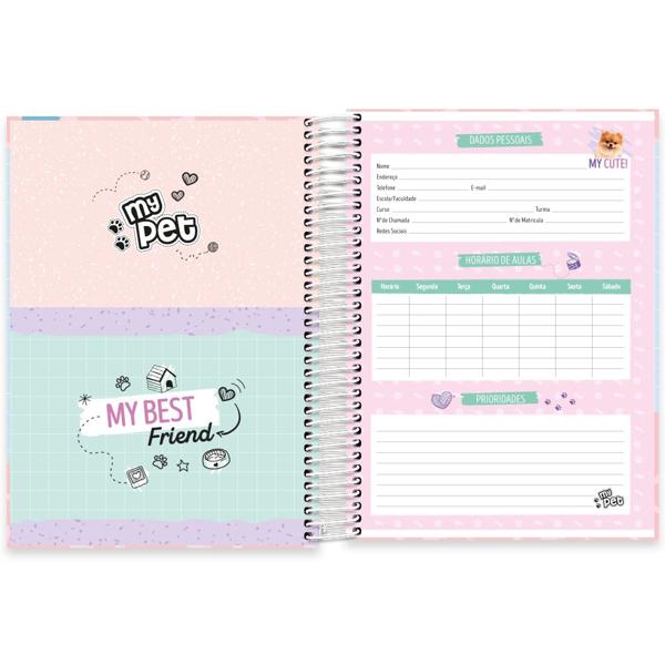 Caderno universitário capa dura, 10x1, 160 folhas, My Pet, 2348981, Spiral Pet - PT 1 UN