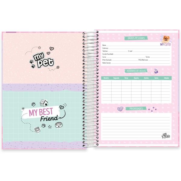 Caderno universitário capa dura, 10x1, 160 folhas, My Pet, 2348998, Spiral Pet - PT 1 UN