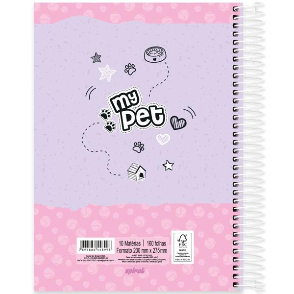 Caderno universitário capa dura, 10x1, 160 folhas, My Pet, 2348998, Spiral Pet - PT 1 UN