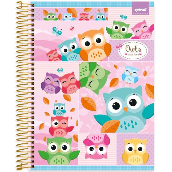 Caderno universitário capa dura, 15x1, 240 folhas, Corujinha, 2349049, Spiral Cor - PT 1 UN