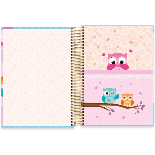 Caderno universitário capa dura, 15x1, 240 folhas, Corujinha, 2349049, Spiral Cor - PT 1 UN