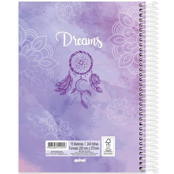 Caderno universitário capa dura, 15x1, 240 folhas, Dreams, 2349056, Spiral Dms - PT 1 UN