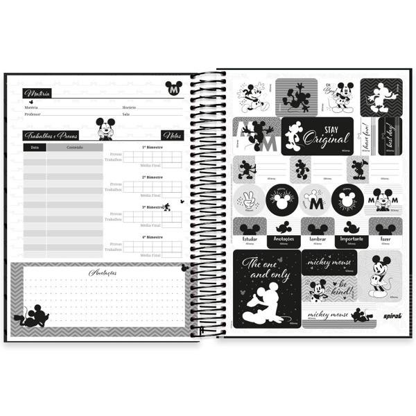Caderno universitário capa polipropileno 15x1 240 folhas Disney Mickey PP, Spiral, 2350175 - PT 1 UN