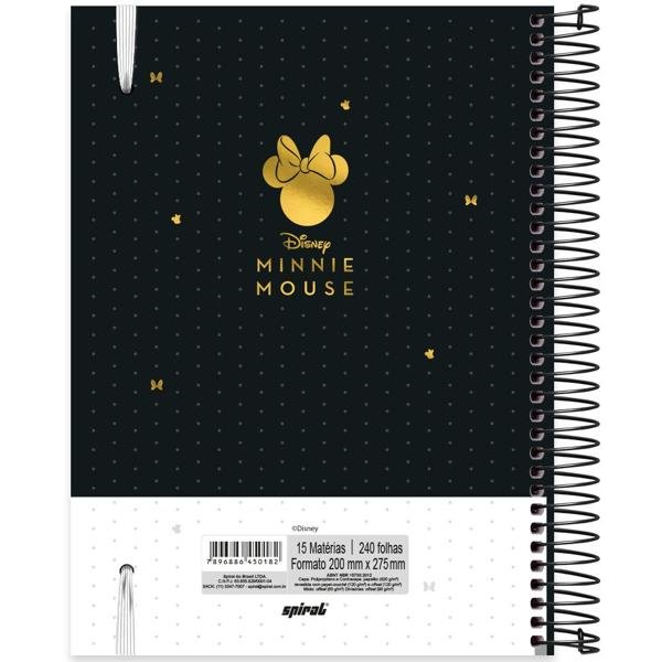 Caderno universitário capa polipropileno 15x1 240 folhas Disney Minnie PP, Spiral, 2350182 - PT 1 UN