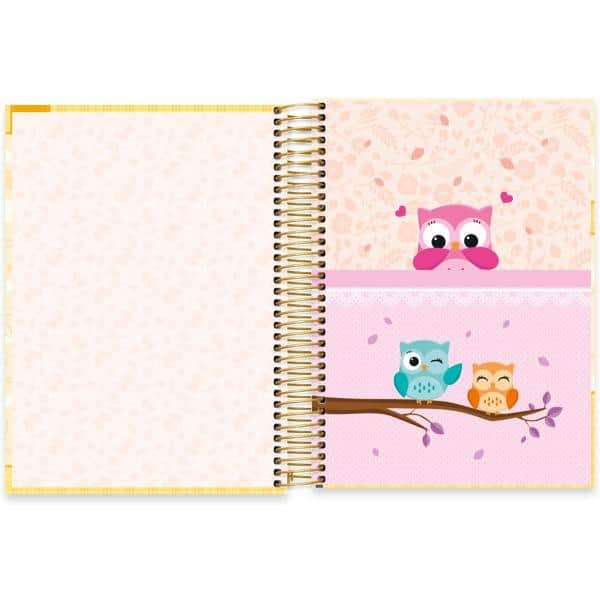 Caderno universitário capa dura, 20x1, 320 folhas, Corujinhas, 2349131, Spiral Cor - PT 1 UN