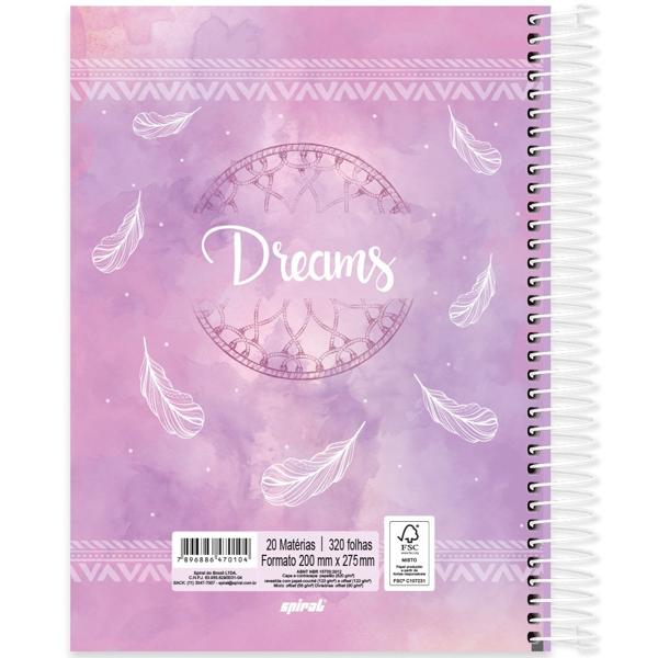 Caderno universitário capa dura, 20x1, 320 folhas, Dreams, 2370104, Spiral Dms - PT 1 UN