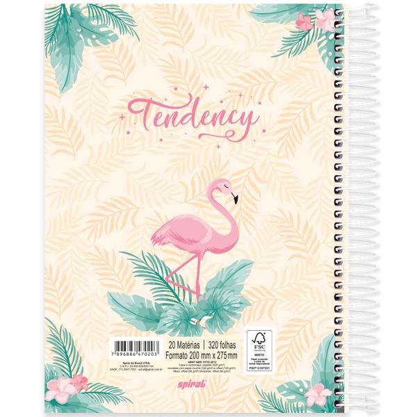Caderno universitário capa dura, 20x1, 320 folhas, Flamingo, 2370203, Spiral Ten - PT 1 UN