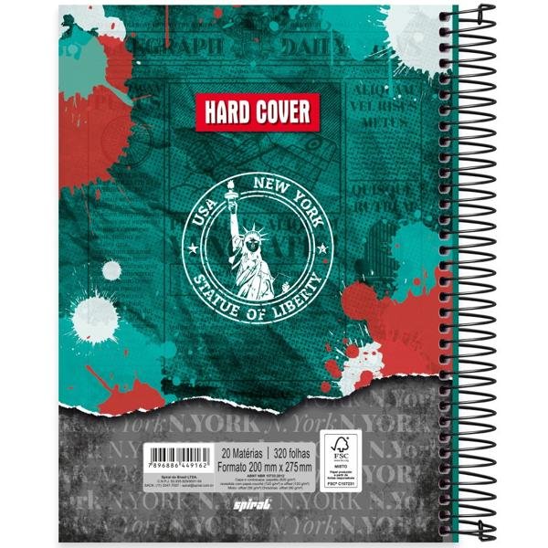 Caderno universitário capa dura, 20x1, 320 folhas, Hard Cover, 2349162, Spiral Har - PT 1 UN