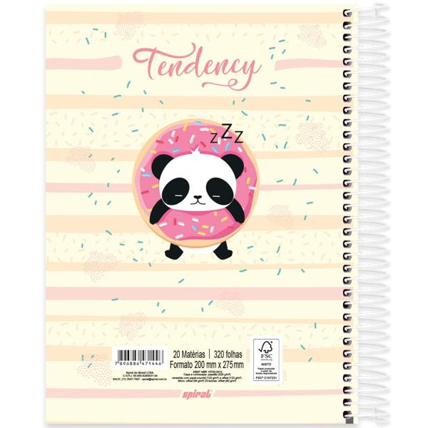 Caderno universitário capa dura, 20x1, 320 folhas, Panda, 2371446, Spiral Ten - PT 1 UN