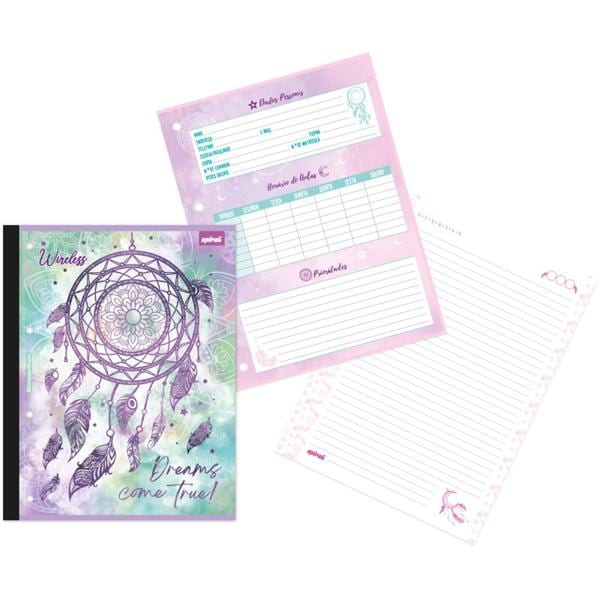 Caderno universitário wireless com folhas coladas, 1x1, 80 folhas, Dream, 2349902, Spiral Dms - PT 1 UN