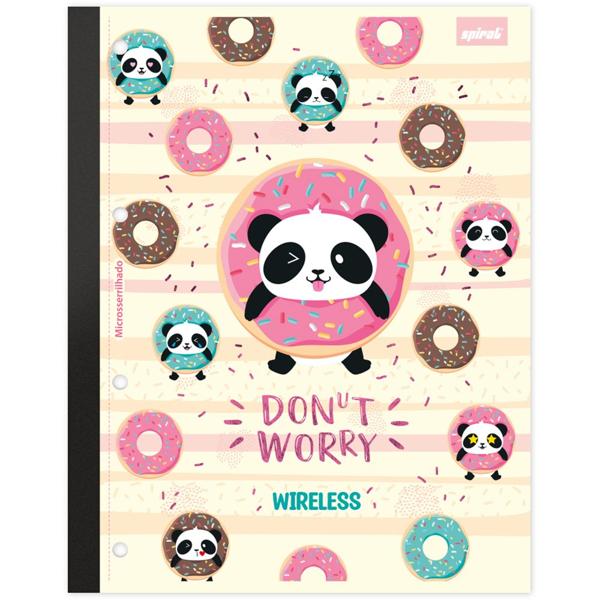 Caderno universitário wireless com folhas coladas, 1x1, 80 folhas, Panda, 2371491, Spiral Ten - PT 1 UN