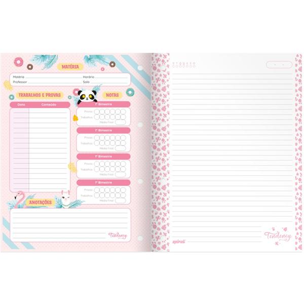 Caderno universitário wireless com folhas coladas, 1x1, 80 folhas, Panda, 2371491, Spiral Ten - PT 1 UN