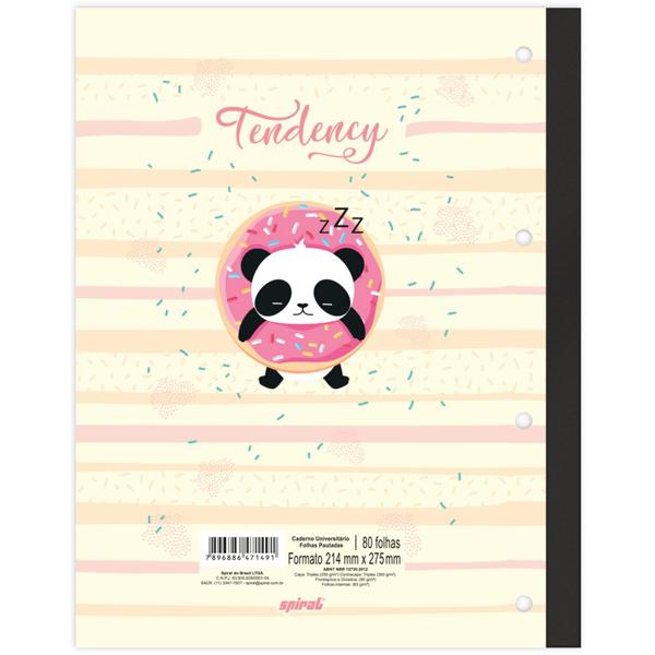 Caderno universitário wireless com folhas coladas, 1x1, 80 folhas, Panda, 2371491, Spiral Ten - PT 1 UN