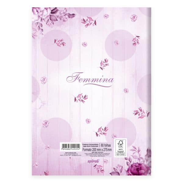 Caderno Universitário capa dura, Costurado, 80 folhas, Femmina, 2349254, Spiral Fem - PT 1 UN