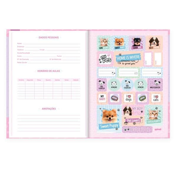 Caderno Universitário Capa Dura Brochura Costurado 80 Folhas, My Pet, 2370302, Spiral Pet - PT 1 UN