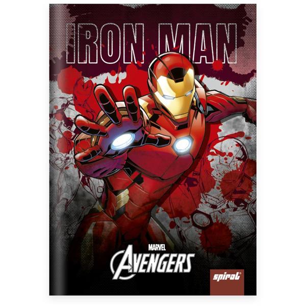 Caderno 1/4 Capa Dura Brochura Costurado 80 Folhas, Marvel Avengers Vingadores Homem de Ferro /Iron Man, Spiral, 2374027 - PT 1 UN