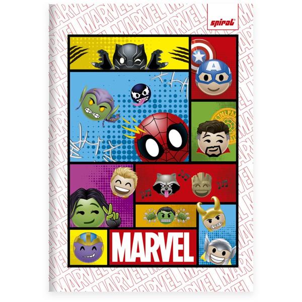 Caderno 1/4 Capa Dura Brochura Costurado 80 Folhas, Marvel Emoji, Spiral, 2374072 - PT 1 UN