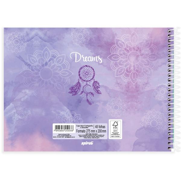 Caderno cartografia e desenho capa dura 48 folhas Dreams Come True, Spiral, 2350038- PT 1 UN