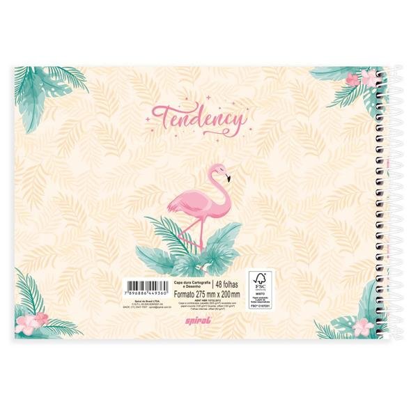 Caderno cartografia e desenho capa dura 48 folhas Tendency Flamingo, Spiral, 2349360 - PT 1 UN