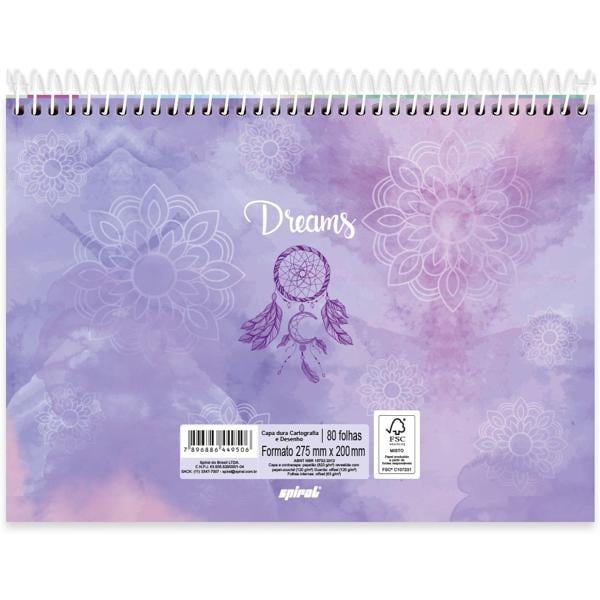 Caderno cartografia e desenho capa dura espiral superior 80 folhas Dreams Come True, Spiral 2349506 - PT 1 UN