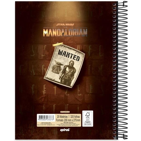 Caderno universitário capa dura, 20x1, 320 folhas, Mandalorian, 2333673, Spiral Man - PT 1 UN
