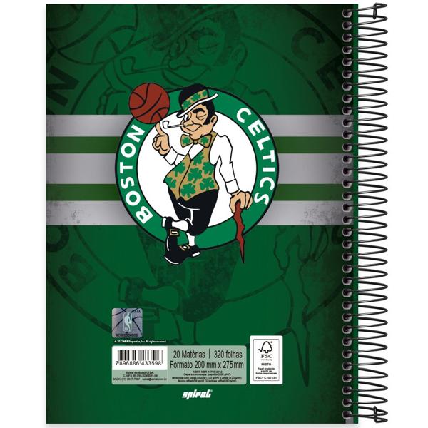 Caderno universitário capa dura, 20x1, 320 folhas, NBA, 2333598, Spiral Nba - PT 1 UN