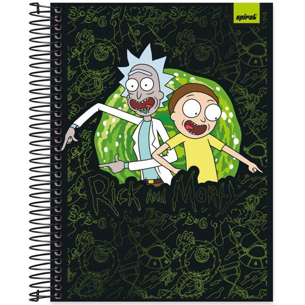 Caderno universitário capa dura, 20x1, 320 folhas, Rick & Morty, 2333642, Spiral Rem - PT 1 UN