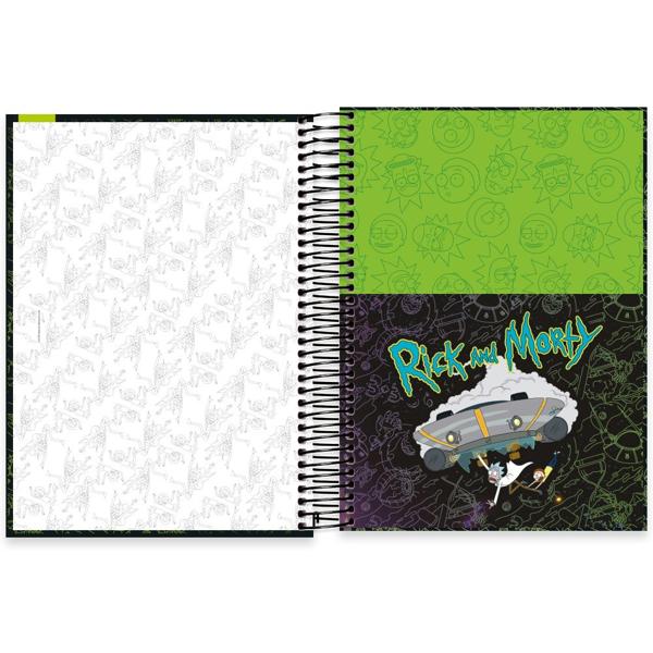 Caderno universitário capa dura, 20x1, 320 folhas, Rick & Morty, 2333642, Spiral Rem - PT 1 UN