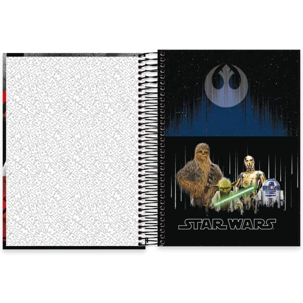 Caderno universitário capa dura, 20x1, 320 folhas, Star Wars, 2333659, Spiral Starw - PT 1 UN