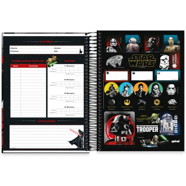 Caderno universitário capa dura, 20x1, 320 folhas, Star Wars, 2333659, Spiral Starw - PT 1 UN