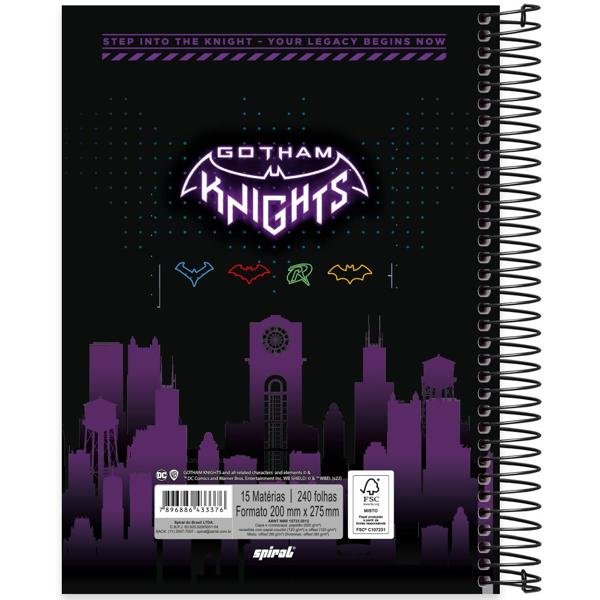 Caderno universitário capa dura, 15x1, 240 folhas, Gotham Knight, 2333376, Spiral Gtk - PT 1 UN
