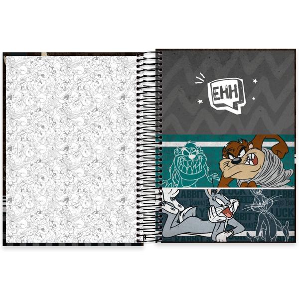 Caderno universitário capa dura, 15x1, 240 folhas, Looney Tunes, 2372719, Spiral Lt - PT 1 UN