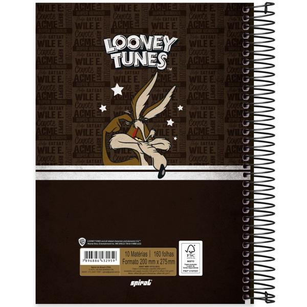 Caderno universitário capa dura, 15x1, 240 folhas, Looney Tunes, 2372719, Spiral Lt - PT 1 UN