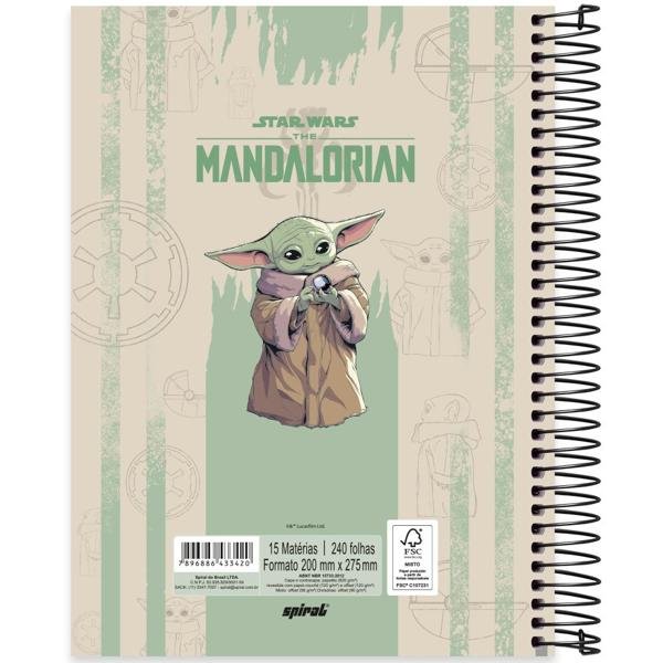 Caderno universitário capa dura, 15x1, 240 folhas, Mandalorian, 2333420, Spiral Man - PT 1 UN