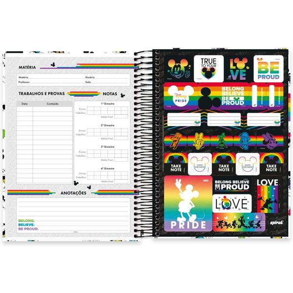 Caderno Universitário Capa Dura, 15x1, Disney Mickey Pride, 2372733, Spiral Mpr - PT 1 UN