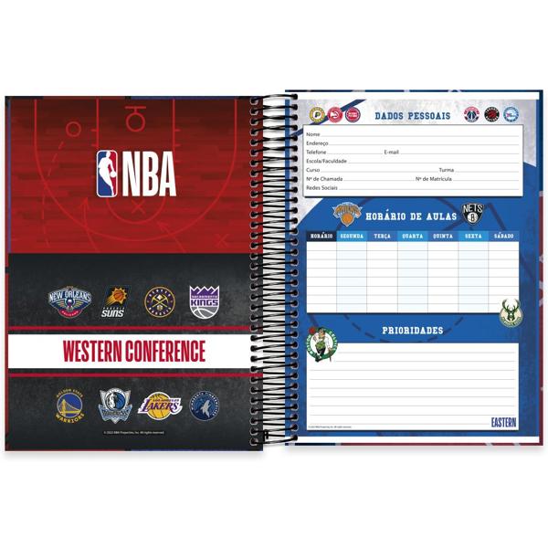 Caderno universitário capa dura, 15x1, 240 folhas, NBA, 2372740, Spiral Nba - PT 1 UN