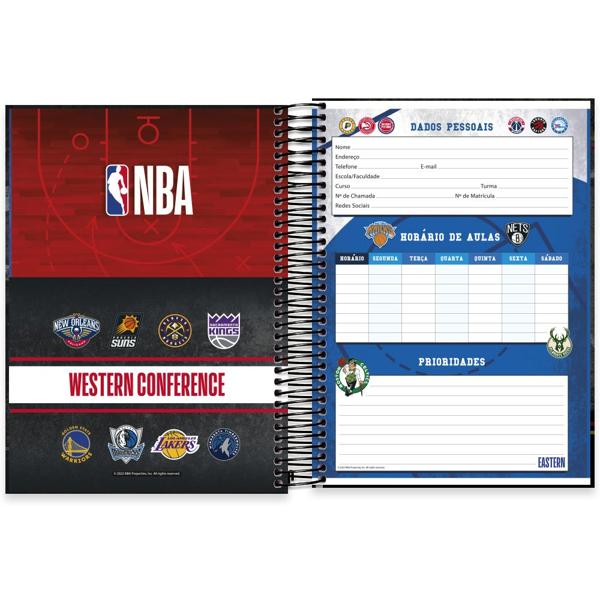 Caderno universitário capa dura, 15x1, 240 folhas, NBA, 2372757, Spiral Nba - PT 1 UN