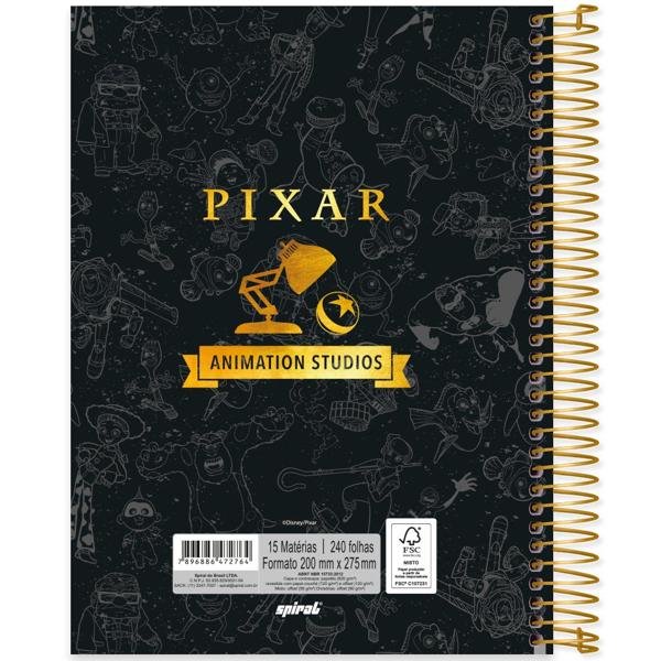 Caderno universitário capa dura, 15x1, 240 folhas, Pixar, 2372764, Spiral Px - PT 1 UN
